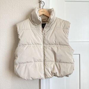 Cropped Puffer Vest Wild Fable Medium Light Beige/ Grey